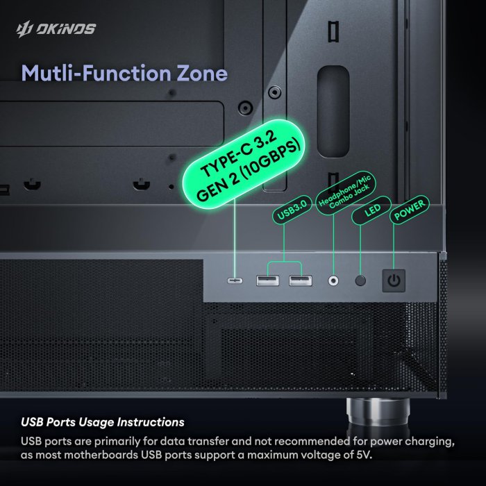 Okinos Aqua 3 MATX PC Case with ARGB Fans & Tempered Glass (image 5)