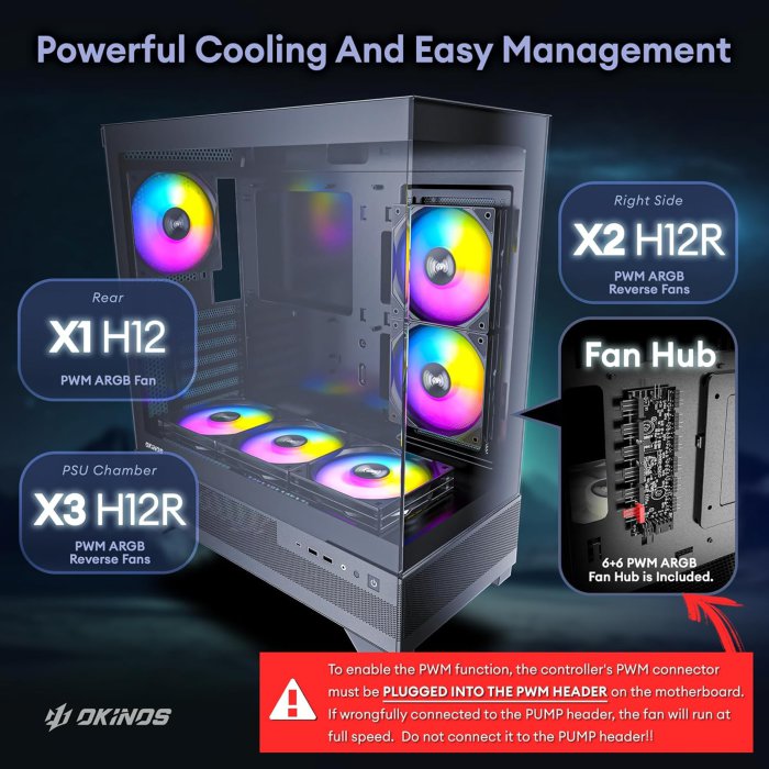 Okinos Aqua 7 ATX Mid Tower PC Case (White) (image 4)