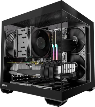 Okinos Mirage MATX Mini-Tower Case, 5 x 120mm Fans, Type-C Port, Tempered Glass Panel (Black)