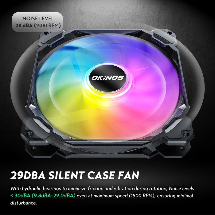 Okinos RGB 3-Pack 140mm PC Fans (5V ARGB) (image 2)